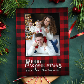 God jul Rustic Red Buffalo Play Photo Helg Vykort