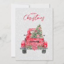 god jul Rustic Red Lastbil Flat Helgdag Card