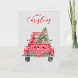 God jul Rustic Red Lastbil Helgdag Card Helgkort