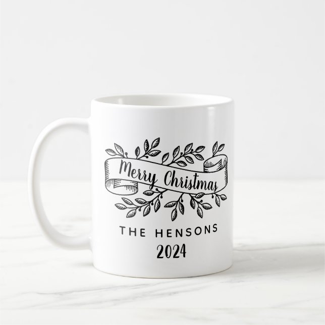 God jul Rustic Ribbon Family Namn Kaffemugg (Vänster)