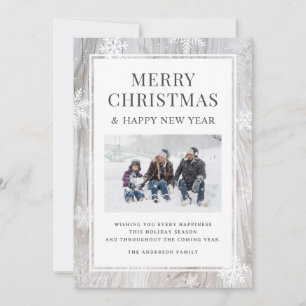 God jul Rustic Snowflake Snö Photo Julkort