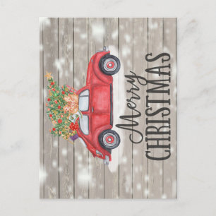 god jul Rustic Vintage bil Presenter Träd Vykort