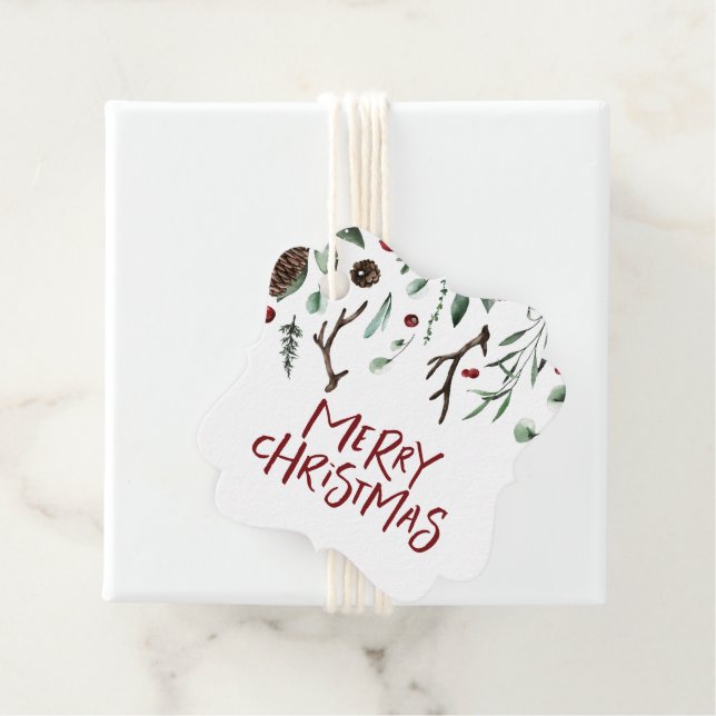 God jul | Rustic Winter Greenery Berry Gåvor Etiketter (På plats)