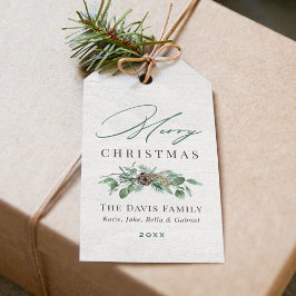 God jul Rustic Winter Greenery Wood Family Presentetikett