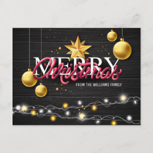 God jul Rustic Wood Black Modern Photo Helg Vykort