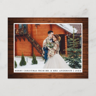 God jul Rustic Wood Bröllop Photo Vykort