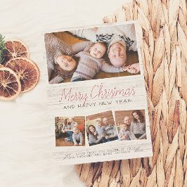 God jul Rustic Wood Modern 4 Photo Helgdag Julkort