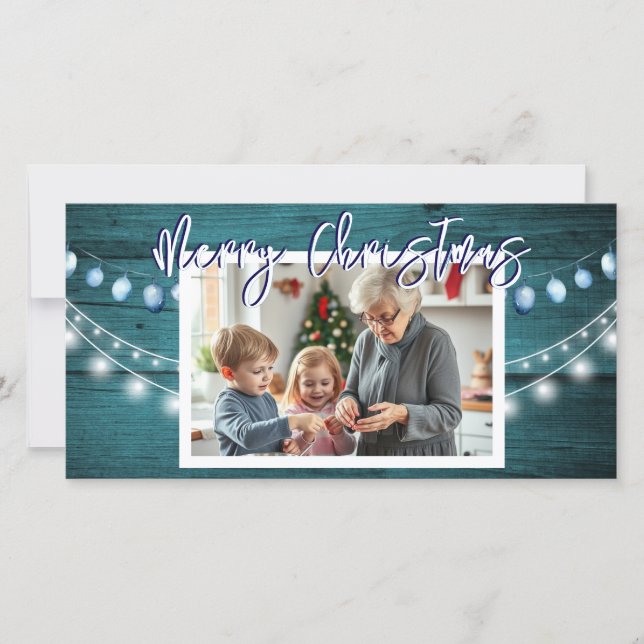 God jul Rustic Wood Photos Helgdag Card Julkort (Framsida)