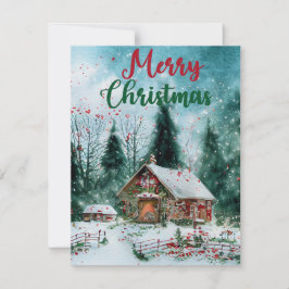 GOD JUL RUSTISK FESTISK RÖDA HEM JULKORT