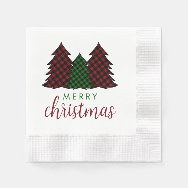 God Jul Rutat Mönster Julgran Pappersservett (Framsidan)