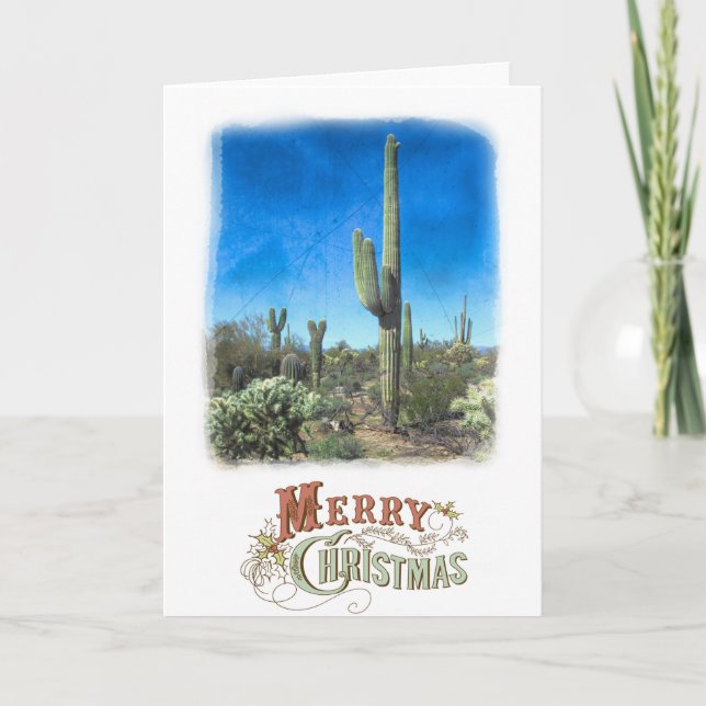 God jul Saguaro ökenscen Kort (Framsida)