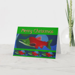 God jul Salmon Helgkort