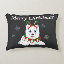 God Jul Samoyed Med Alvhuvudbonad Prydnadskudde