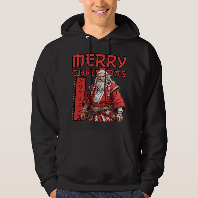 God jul Samurai Santa åt honom Hoodie (Framsida)