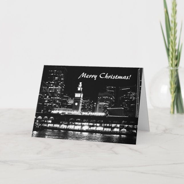 God jul! San Francisco på natten Helgkort (Framsida)