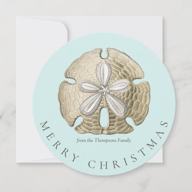 God jul Sand Dollar Turcoise Coastal Kort (Framsida)