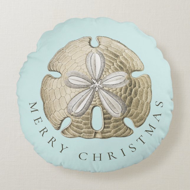 God jul Sand Dollar Turcoise Coastal Rund Kudde (Framsidan)
