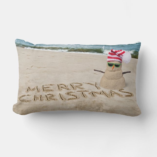God jul sandman på stranden lumbarkudde (Framsida)