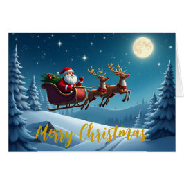 God jul Santa and rener card Hälsningskort