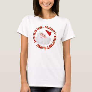 God jul Santa Ansikte-Dam Tshirt Tee