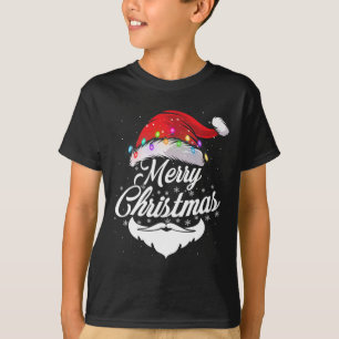 God jul Santa Ansikte med Red Hat Ljus Xma T Shirt