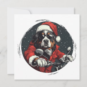 God jul Santa Bernese Mountain Hund Biking Julkort