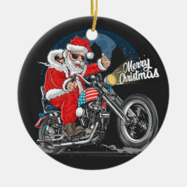 God jul Santa Biker Julgransprydnad Keramik