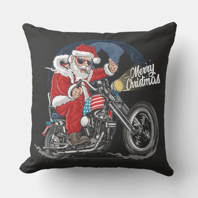 God jul Santa Biker Kudde (Framsida)