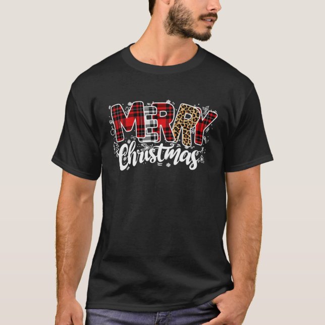 God jul Santa Buffalo Play Leopard i Sno T Shirt (Framsida)