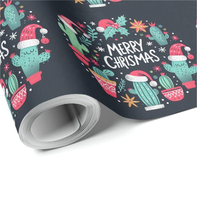 God jul Santa cactus plantor Presentpapper (Rullad Hörn)