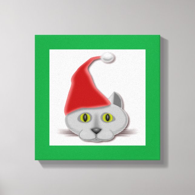 ’GOD JUL’ SANTA CAT CANVASTRYCK (Framsida)