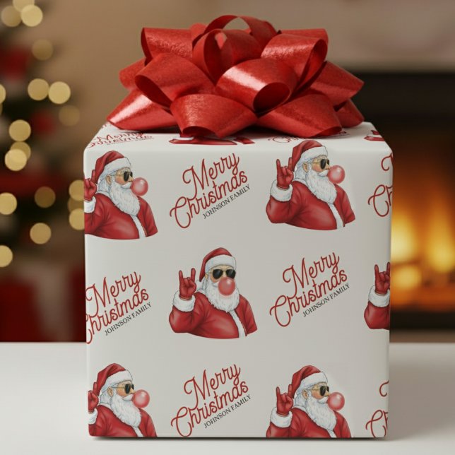 God Jul Santa Claus med solglasögon Mönster Presentpapper (Merry Christmas Santa Claus in Sunglasses Pattern Wrapping Paper
)