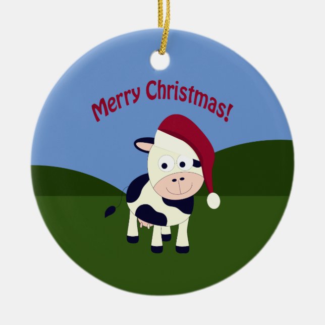 God jul Santa Cow Julgransprydnad Keramik (Framsidan)