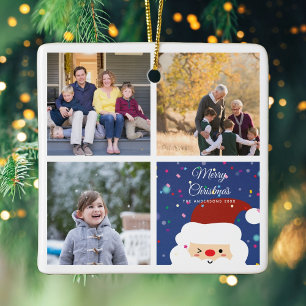 god jul Santa & Cute Family Photo Collage Julgransprydnad Keramik