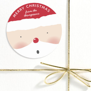 God jul Santa Cute Roligt Personlig Namn Runt Klistermärke