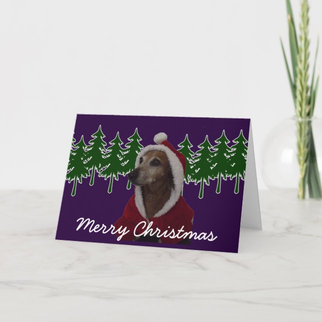God jul Santa Dachsund Helgkort (Framsida)