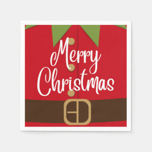 God jul Santa Elf Kostym Pappersservett
