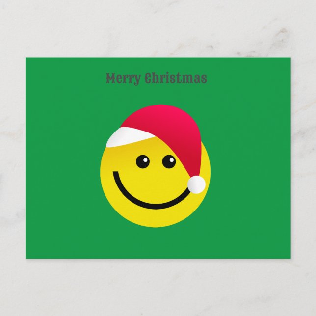 God jul Santa Emoji Helgdag vykort (Framsida)