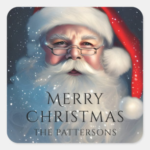 God jul Santa Festive Winter Helgdagars Fyrkantigt Klistermärke