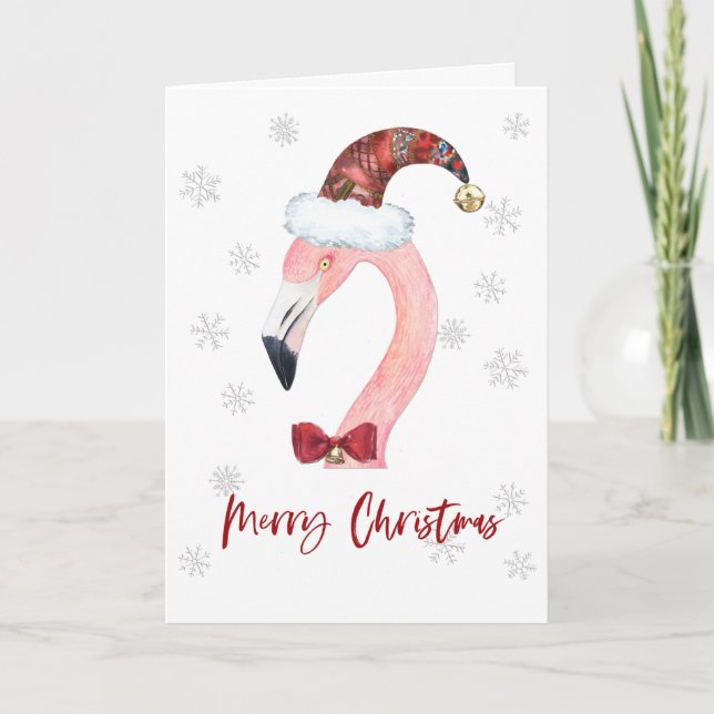 God jul Santa Flamingo Jul Helgkort (Framsida)