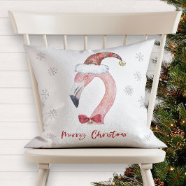 God jul Santa Flamingo Red Typography Kudde