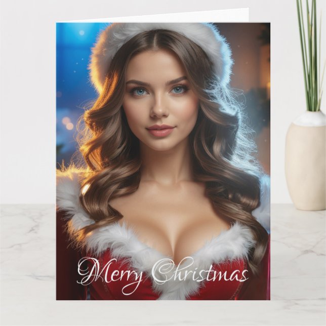 God jul Santa Girl Kort (Framsida)