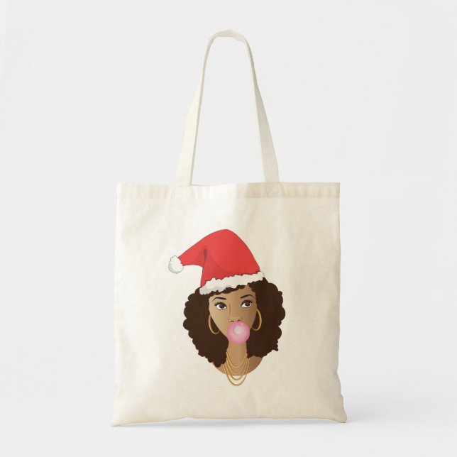 God jul Santa Hat, Black Woman, Bubblegum Tygkasse (Framsidan)
