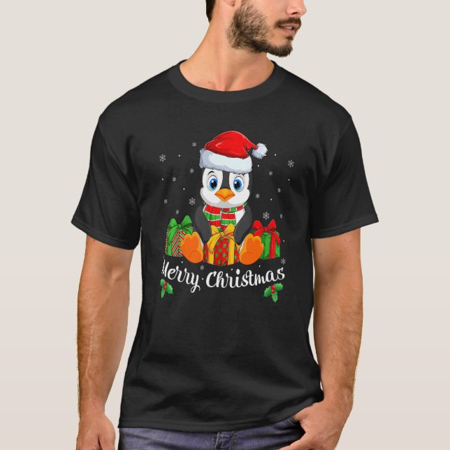 God jul Santa Hat Cute Penguin Jul i Jul T Shirt (Framsida)