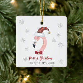 God jul Santa Hat Flamingo Snöflingor Julgransprydnad Keramik