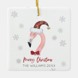 God jul Santa Hat Flamingo Snöflingor Julgransprydnad Keramik