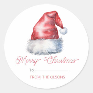 God jul Santa Hat Gift Märkre Round Sticker Runt Klistermärke