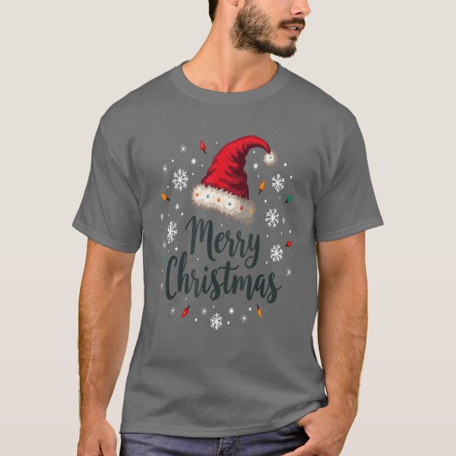 God jul Santa Hat Julafton-familjen Firande T Shirt (Framsida)