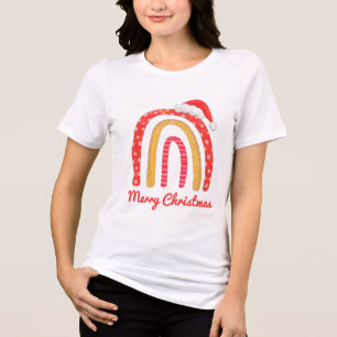 God jul Santa Hat Rainbow Modern Helgdagars T Shirt