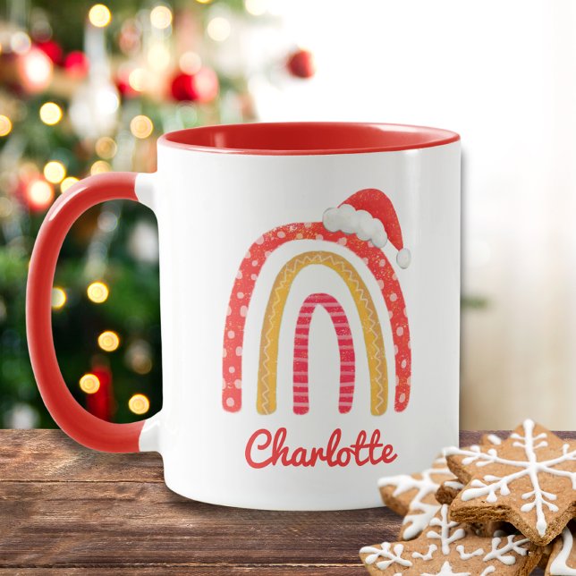 God jul Santa Hat Rainbow Personlig  Mugg (Skapare uppladdad)